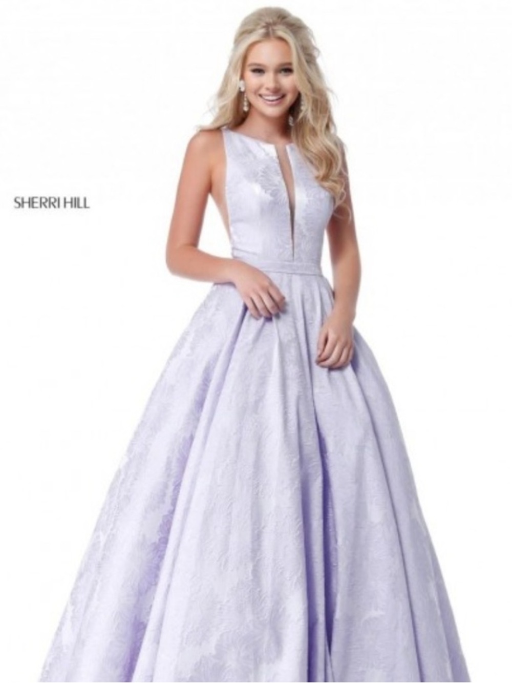 NWT Sherri Hill Lavender Jacquard Floral Dress Size 6